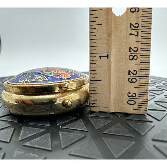 Vintage Brass Pill or Trinket Pill Round Box Enamel - Picture 7 of 8